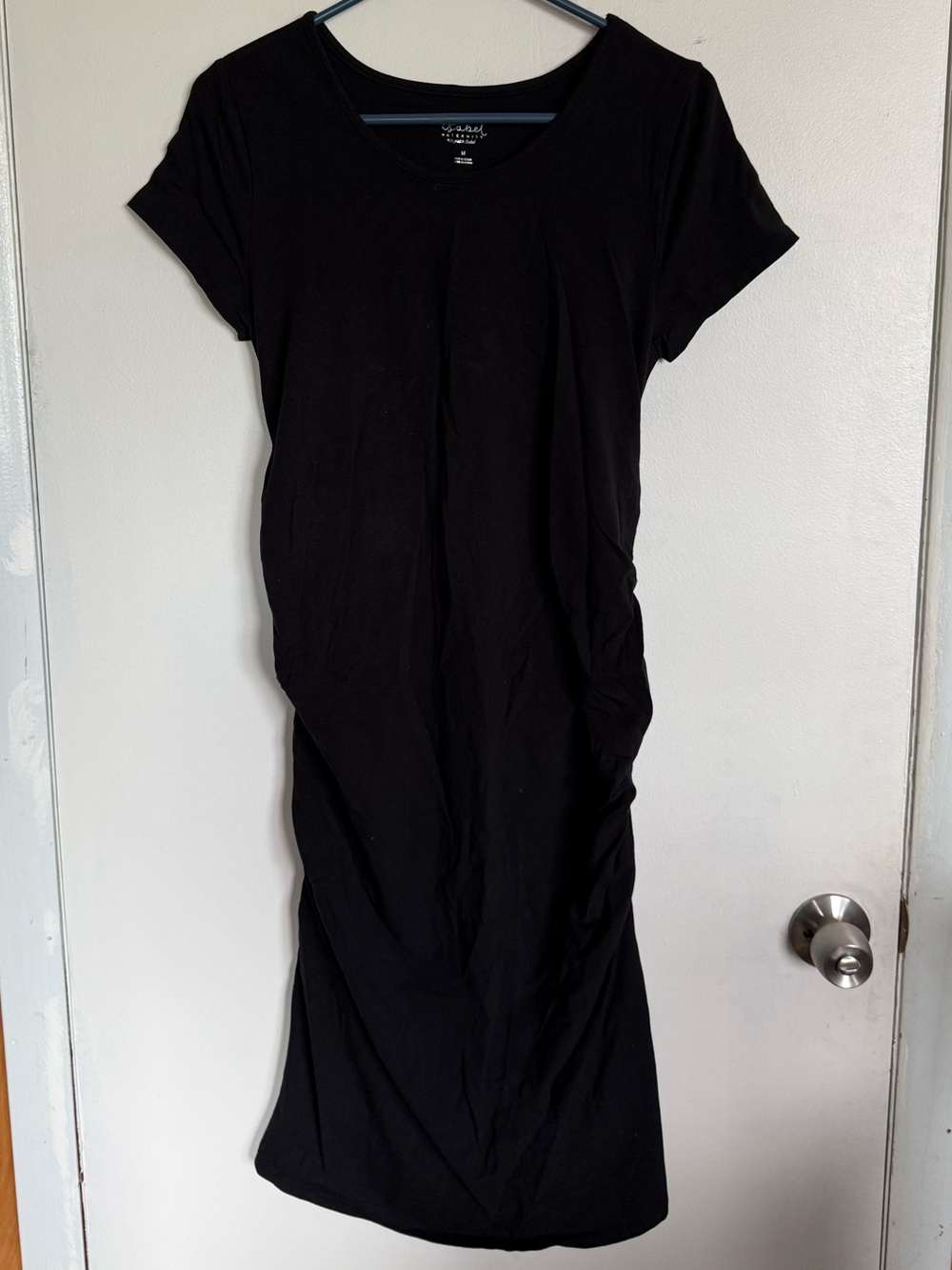 Isabel Maternity Black Ruched Bodycon Dress Size M
